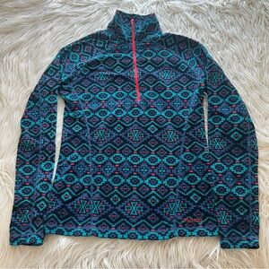 Marmot Fleece Jacket Rocklin Half Zip Blue Geometric Hiking Gorp Women’s M